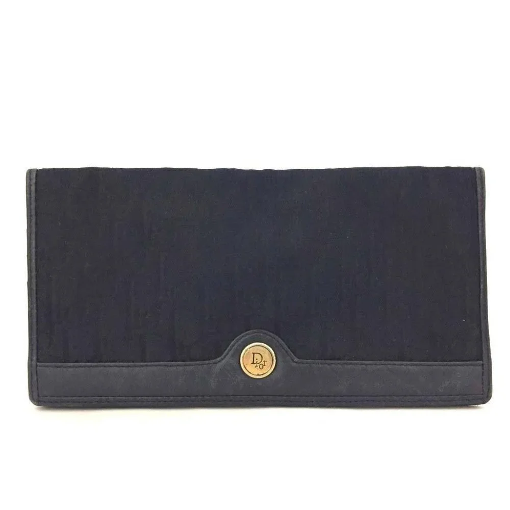 Christian Dior Trotter Canvas Leather Long Bifold Wallet /6T0694